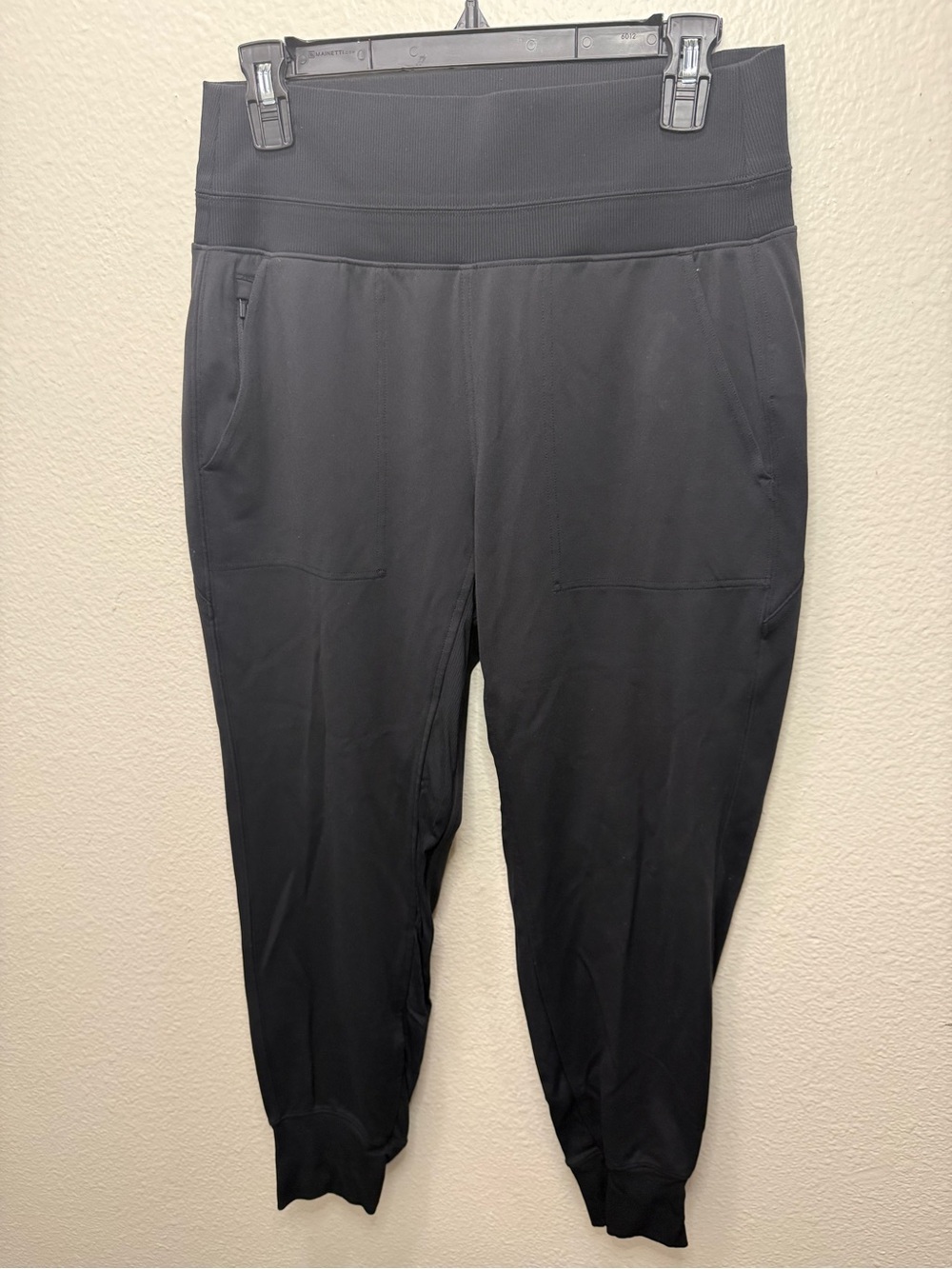 Athleta Black Pull-On Track Joggers with Rib Waistband